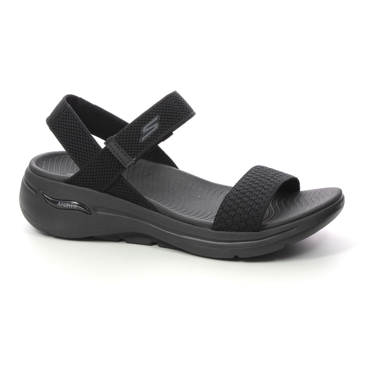 Skechers Arch Fit Go Walk Sandals BBK Black Womens Comfortable Sandals ...