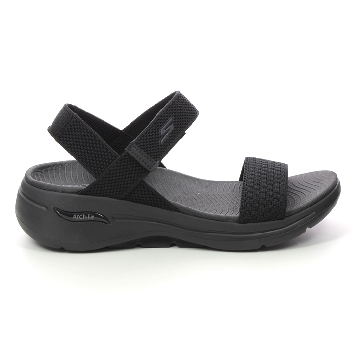 Skechers Arch Fit Go Walk Sandals BBK Black Womens Comfortable Sandals ...