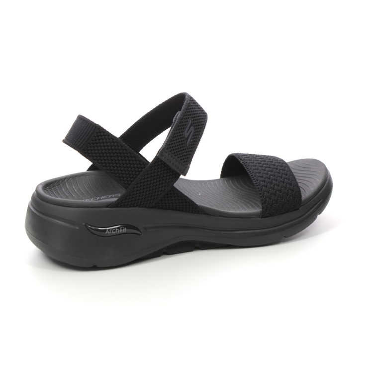 Skechers Arch Fit Go Walk Sandals BBK Black Womens Comfortable Sandals ...