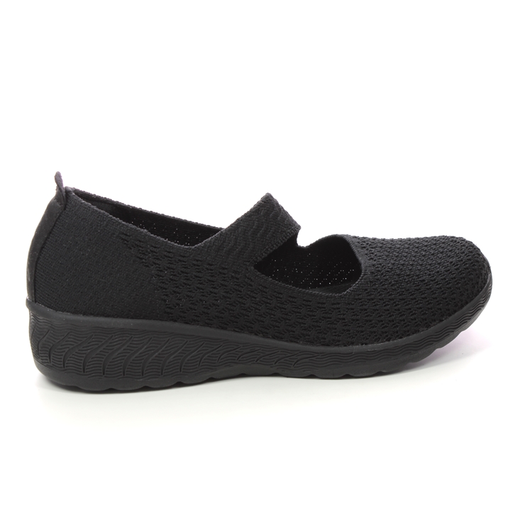 Skechers Up Lifted Relaxed Fit BBK Black Womens Mary Jane Shoes 100453