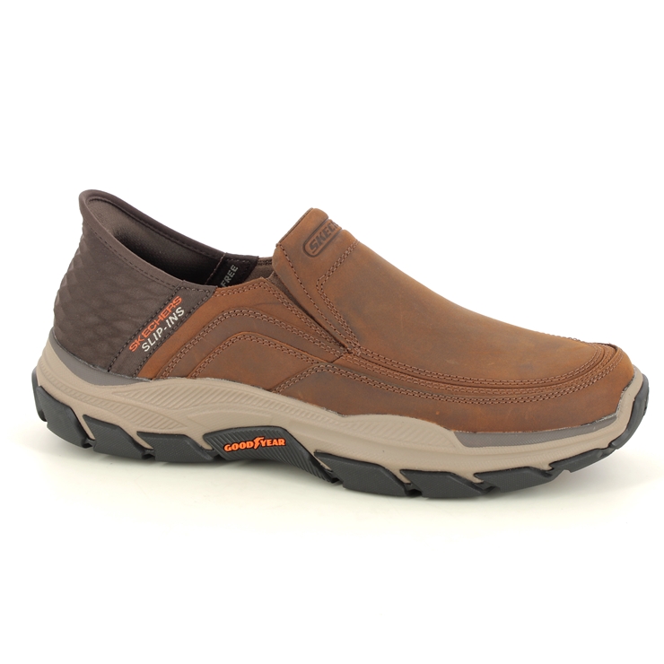 Skechers Slip Ins Respected CDB Brown Mens Slip-on Shoes 204810