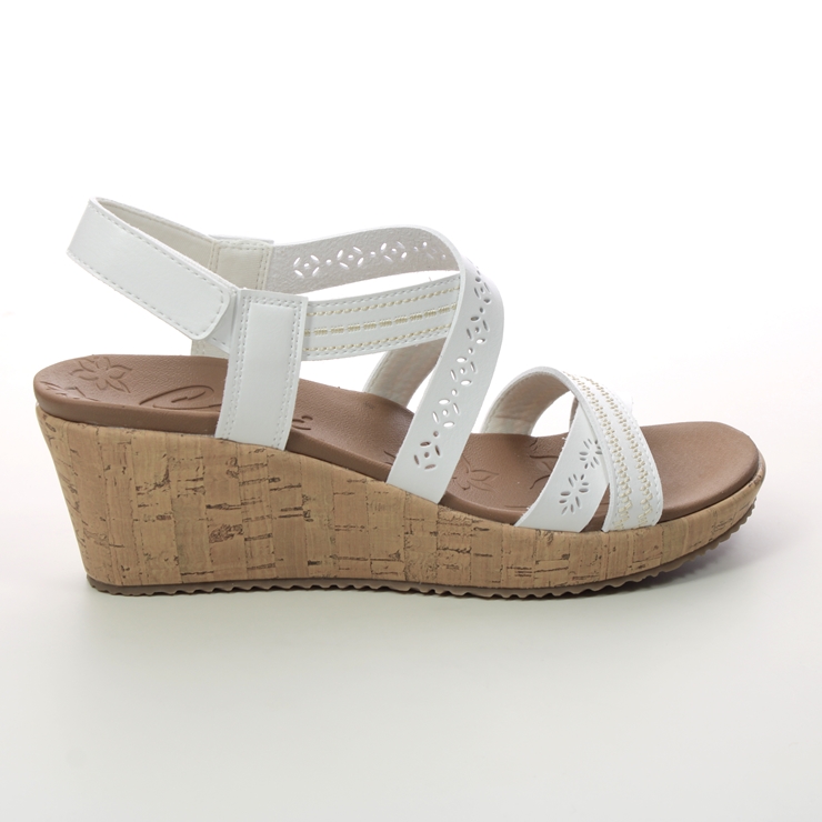 Skechers Beverlee WHT White Womens Wedge Sandals 119339