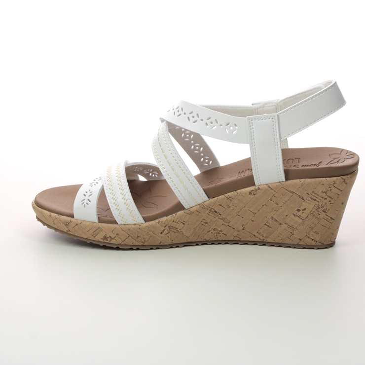 Skechers Beverlee WHT White Womens Wedge Sandals 119339