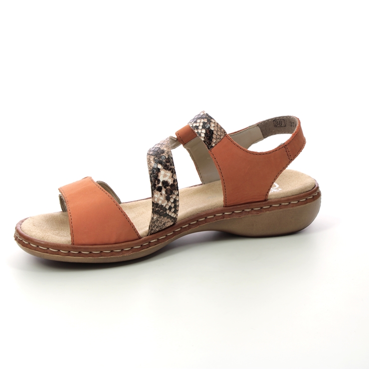 Rieker 659C7-38 Orange Womens Comfortable Sandals