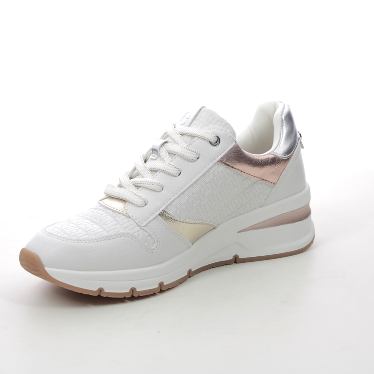 Tamaris Rea Zip Wedge White Rose gold Womens trainers 23702-20-157