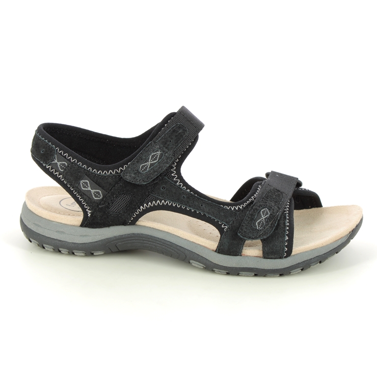 Earth Spirit Frisco Black Suede Womens Walking Sandals 40535