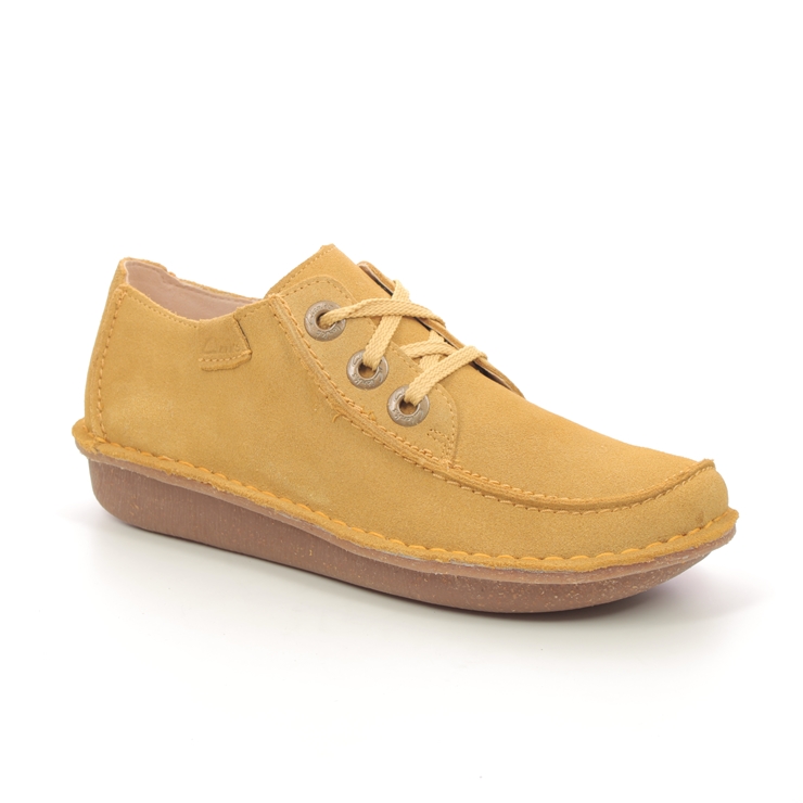 Clarks Funny Dream Yellow Suede Womens lacing shoes 7040-74D