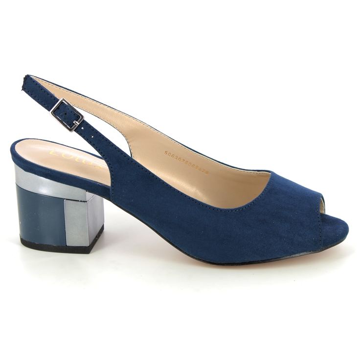 Lotus Evelyn Peep Toe Navy Womens Slingback Shoes