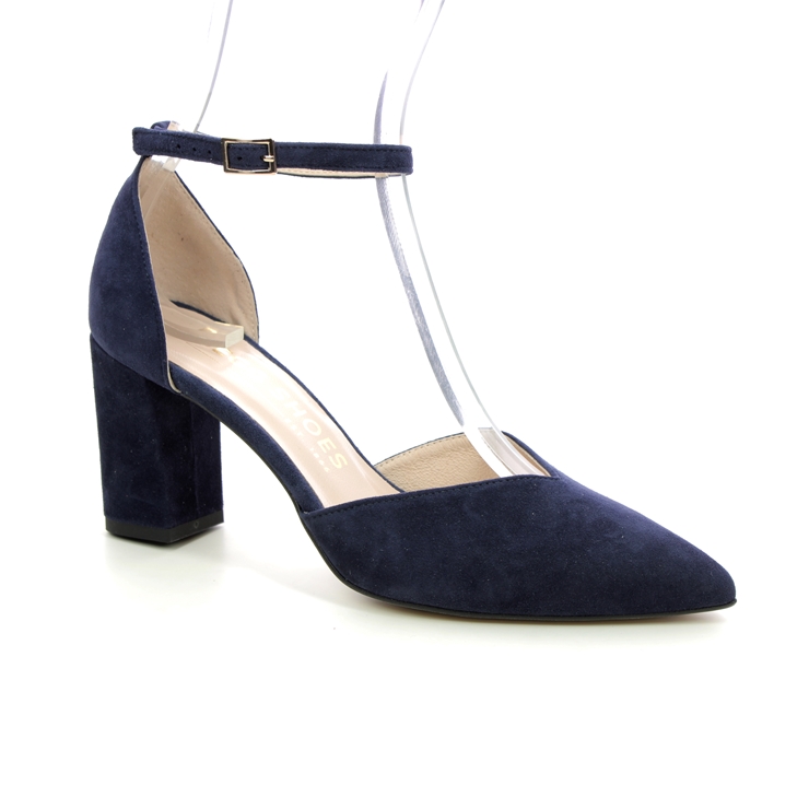 Begg Exclusive Gala Strap Navy suede Womens Court Shoes Z8028-896O