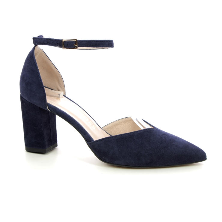 Begg Exclusive Gala Strap Navy suede Womens Court Shoes Z8028-896O