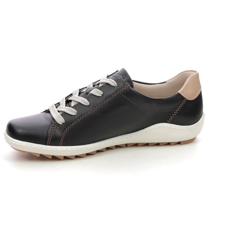 Remonte R1432-01 Zigzip 1 Black leather Womens lacing shoes