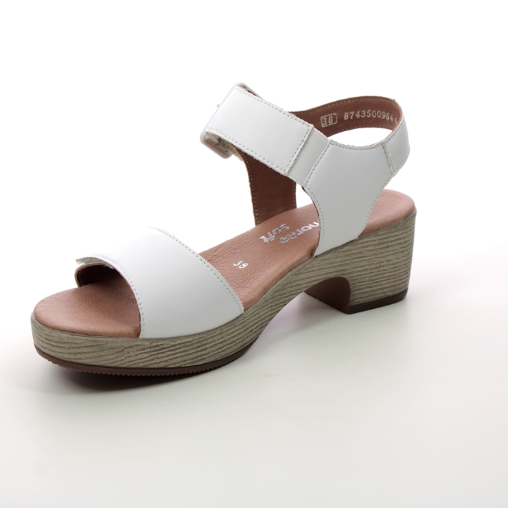 Remonte D0N52-80 Fantastic White Leather Womens Wedge Sandals