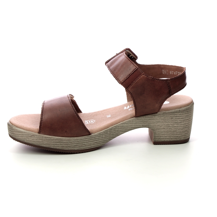 Remonte D0N52-24 Fantastic Tan Leather Womens Wedge Sandals