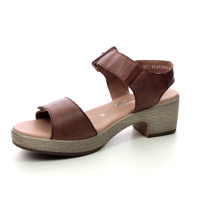 Remonte D0N52-24 Fantastic Tan Leather Womens Wedge Sandals