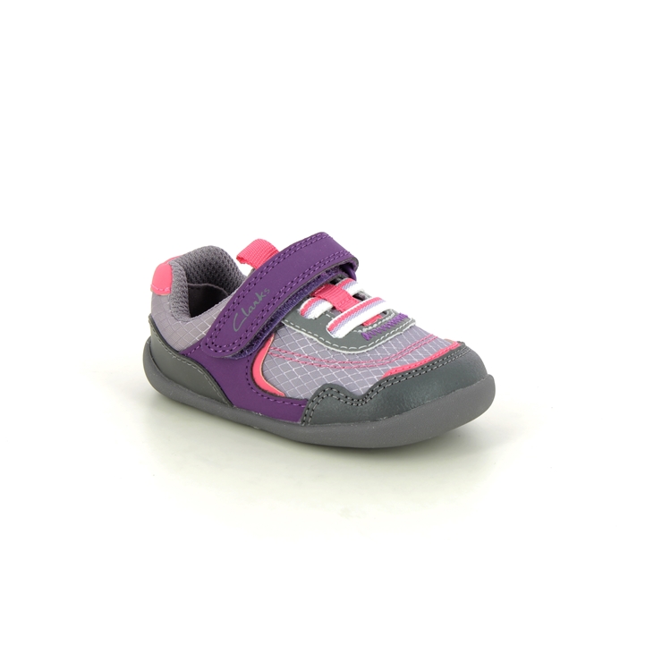 Clarks Roamer Sport T Purple multi Kids girls first and baby shoes