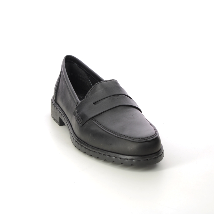 Rieker 51867-00 Black leather Womens loafers