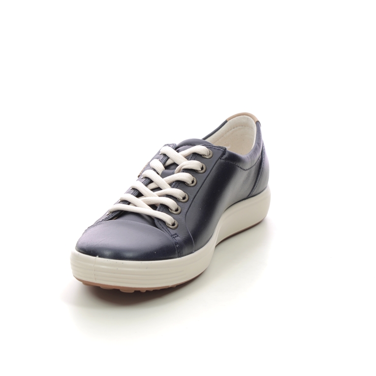 ECCO Soft 7 Lace Navy Leather Womens trainers 430003-11038