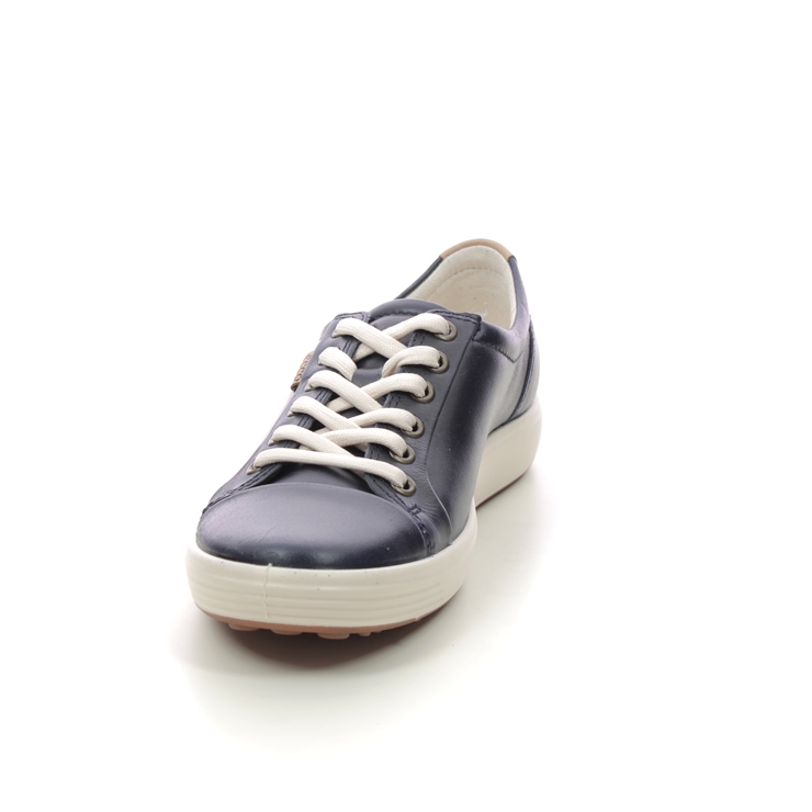 ECCO Soft 7 Lace Navy Leather Womens trainers 430003-11038