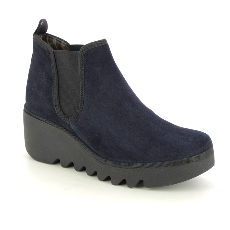 Fly London Byne Blu Navy Suede Womens Wedge Boots P501349 023