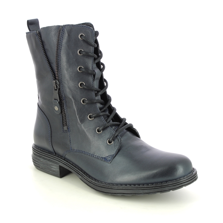 Navy lace shop up boots