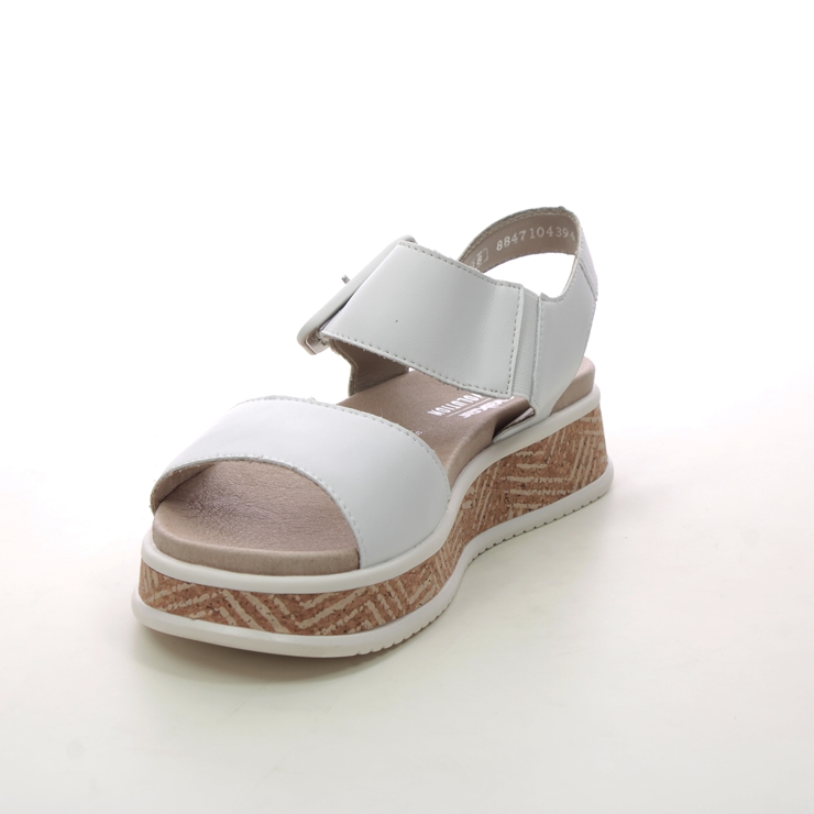 Rieker W0800-80 WHITE LEATHER Womens Flat Sandals