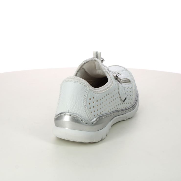 Rieker L3296-82 White Silver Womens lacing shoes