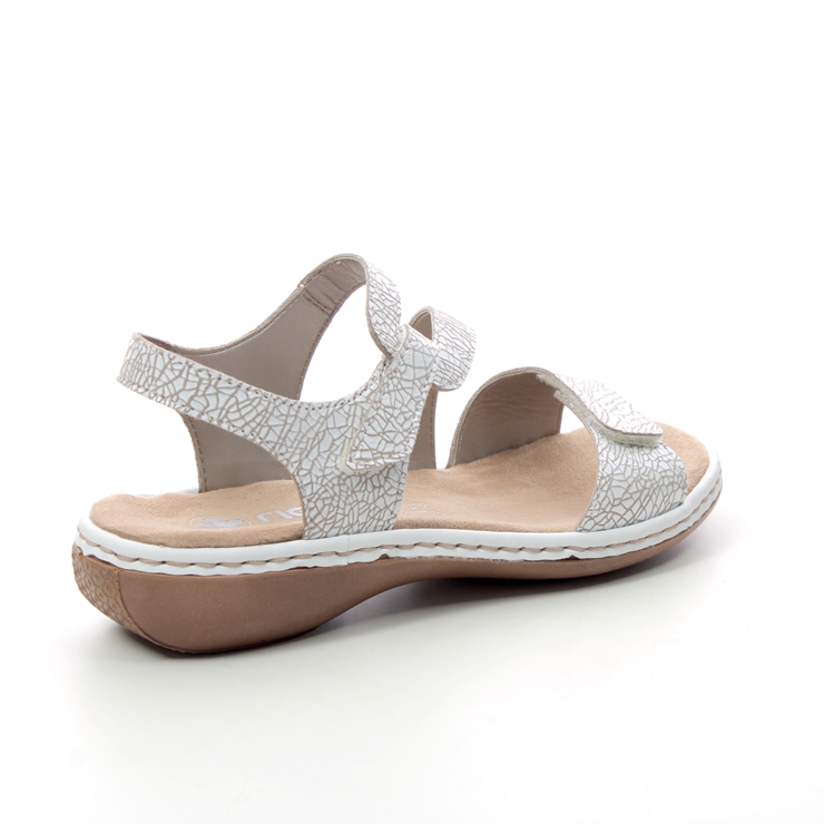 Rieker 659C7-81 Off White Leather Womens Comfortable Sandals