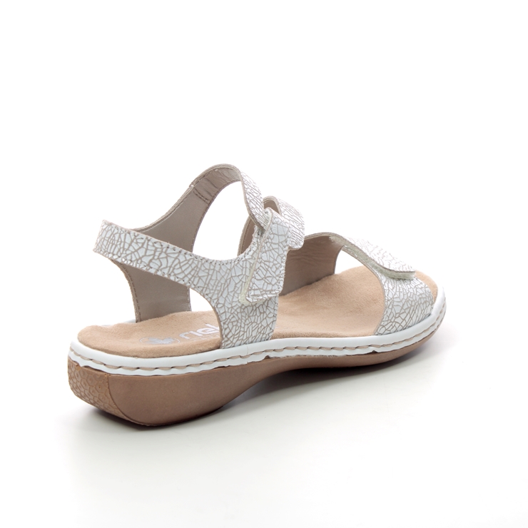 Rieker 659C7-81 Off White Leather Womens Comfortable Sandals