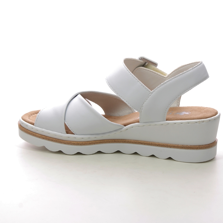 Rieker 67463-80 White Womens Wedge Sandals