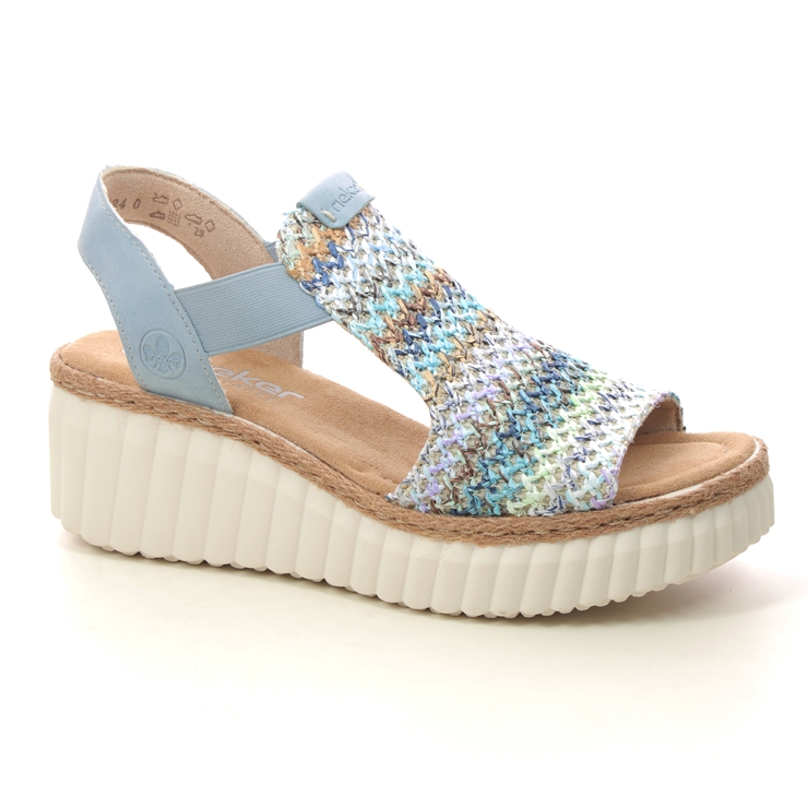 Rieker 69172-91 Blue Womens Wedge Sandals