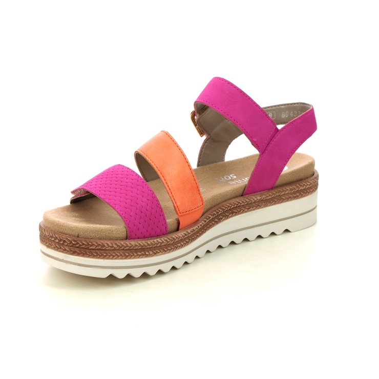 Remonte D0Q55-31 Bily 3 Strap Fuchsia Orange Womens Wedge Sandals