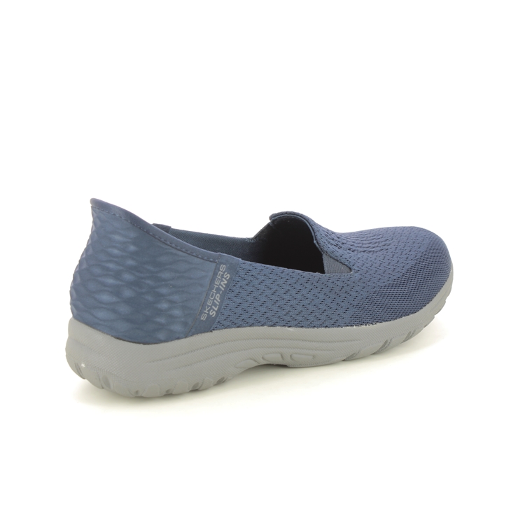 Skechers Slip Ins Reggae Fest NVY Navy Womens Comfort Slip On Shoes 158698