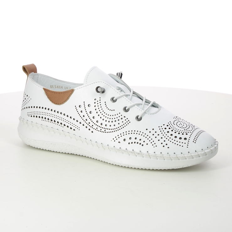 Lotus Tassia Katya WHITE LEATHER Womens lacing shoes