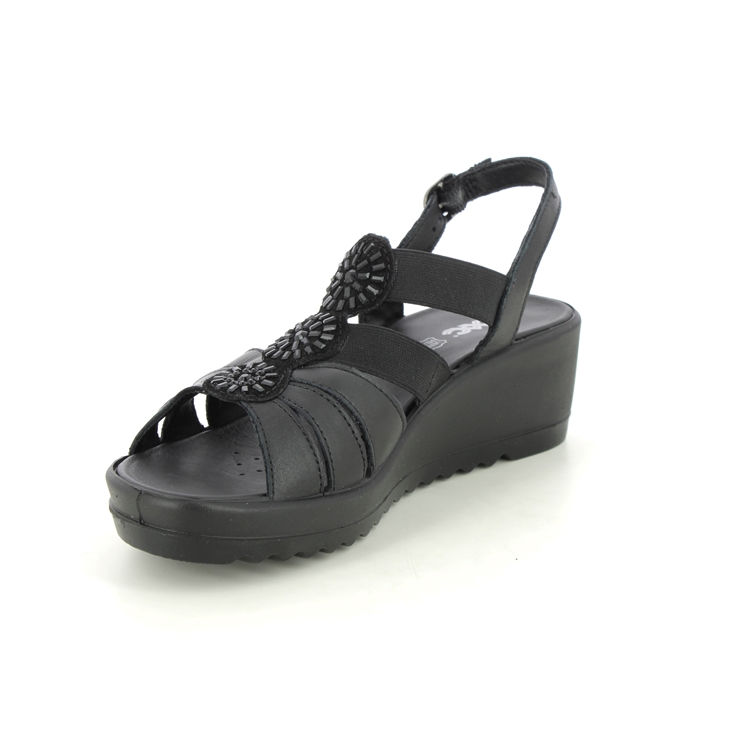 IMAC Calypso Celeste Black Womens Wedge Sandals 7550-01400011