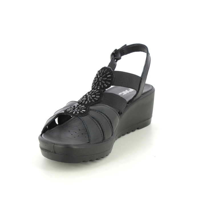 IMAC Calypso Celeste Black Womens Wedge Sandals 7550-01400011