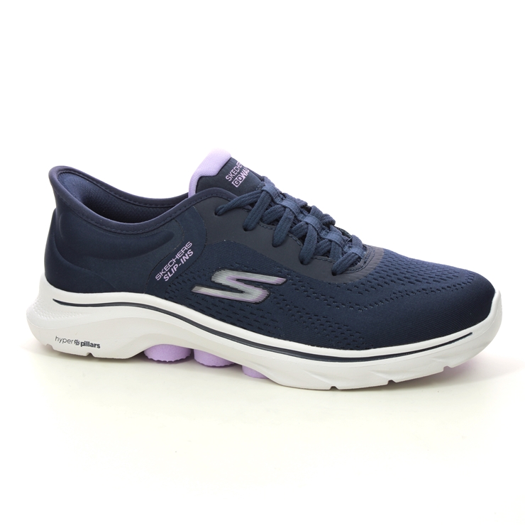Skechers Ladies Navy/Lavender Stretch-Fit Slip-On Trainer – SM Shoes