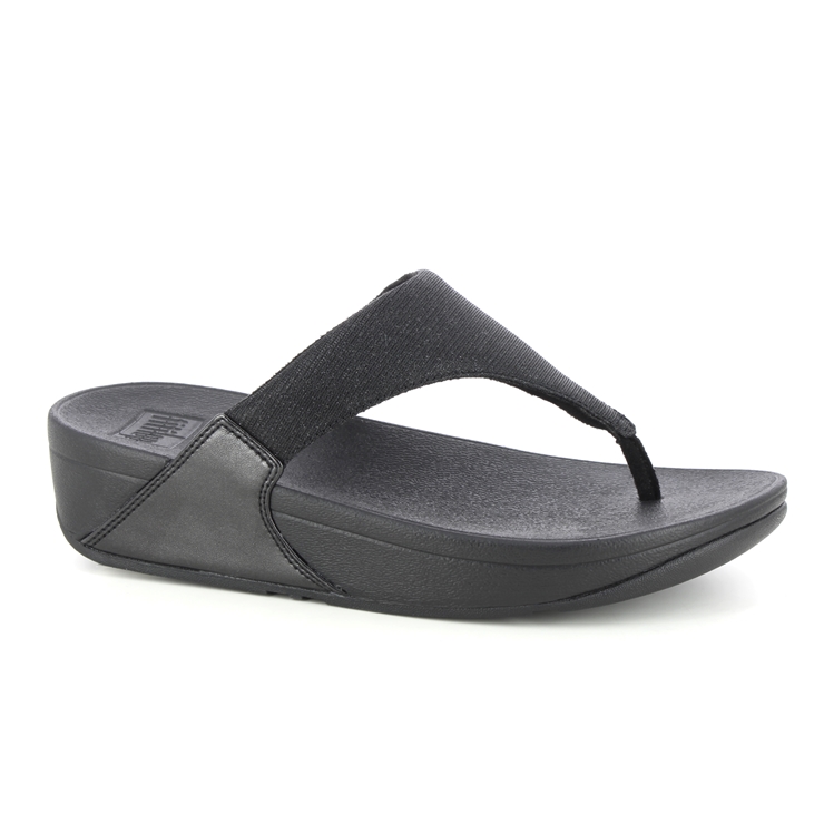 Fitflop Lulu Shimmerlux Black Glitz Womens Toe Post Sandals 0FZ7-090