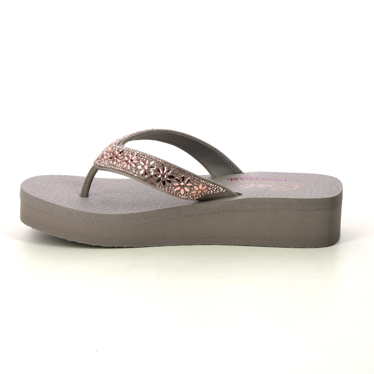 Skechers Vinyasa Daisies TPE Taupe Womens Toe Post Sandals 119638