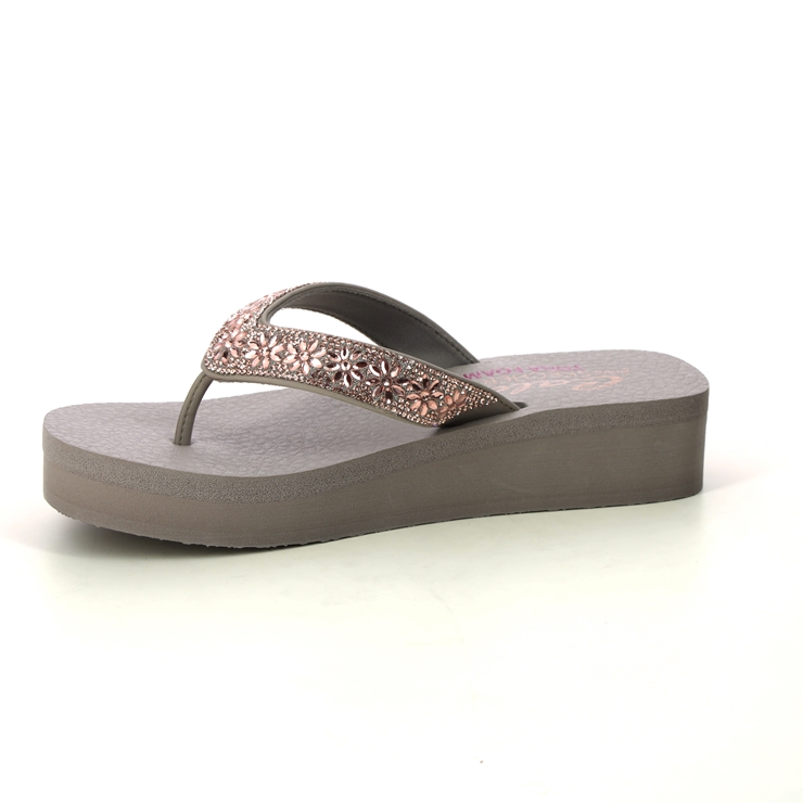 Skechers Vinyasa Daisies TPE Taupe Womens Toe Post Sandals 119638