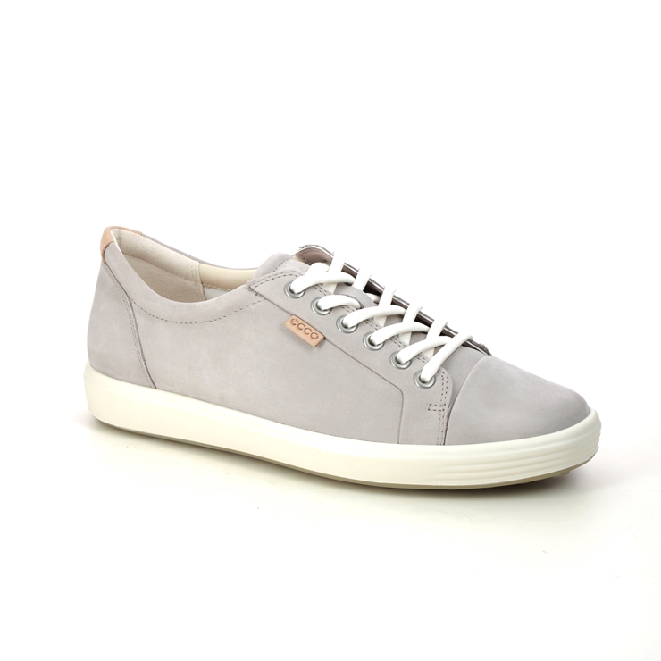 ECCO Soft 7 Lace Light Grey Nubuck Womens trainers 430003 02386