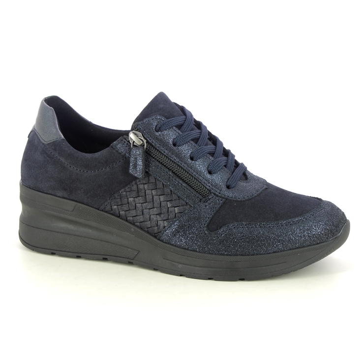 Navy wedge fashion trainers