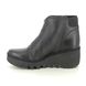 Fly London Wedge Boots - Black leather - P501537 BAAZ BLU ZIP