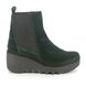 Fly London Wedge Boots - Green Suede - P501233 BAGU   BLU