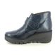 Fly London Wedge Boots - Navy patent - P501397 BIRT   BLU