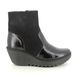 Fly London Wedge Boots - Black patent suede - P501506 YUXI YELLOW