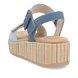 Remonte Wedge Sandals - Blue nubuck - D1N54-12 FLATFORM STITCH