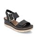 Remonte Wedge Sandals - Black leather - D2L53-00 BOUBUCK