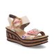 Rieker Wedge Sandals - Beige Floral - 68176-91 HITUR