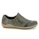 Rieker Comfort Slip On Shoes - Olive leather - L7571-54 ZIGSHU TEX