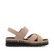 Rieker Flat Sandals - Beige leather - V7951-60 RAFFA CROSS